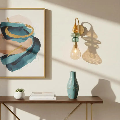 Hand Blown Glass Wall Sconce Light – Brass Wall Lamp with Colorful Glass – Handmade Bathroom Vanity Light – Modern Artistic Wall Lighting | Les Trois Pyramides
