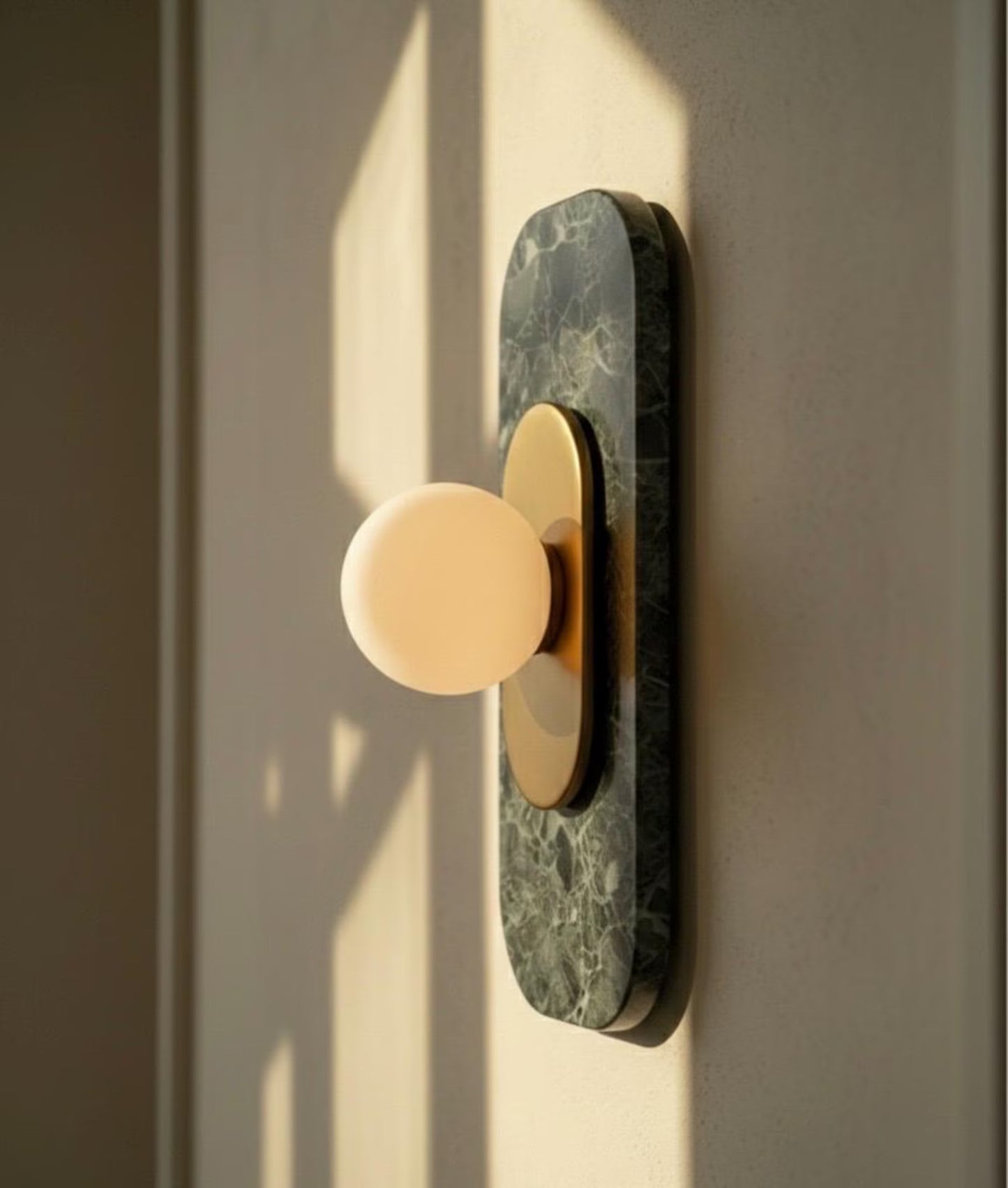 Green Marble Wall Sconce Brass Wall Light - Handmade Glass Wall Lamp, Bedside Wall Lighting, Bathroom Vanity Sconce