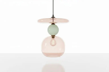 Pink Modern Glass Pendant Light | Hanging Ceiling Lamp for Kitchen Island & Living Room | Designer Glass Light Fixture | Les Trois Pyramides