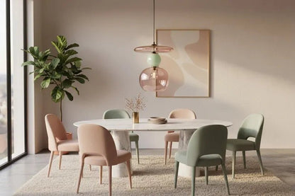 Pink Modern Glass Pendant Light | Hanging Ceiling Lamp for Kitchen Island & Living Room | Designer Glass Light Fixture | Les Trois Pyramides