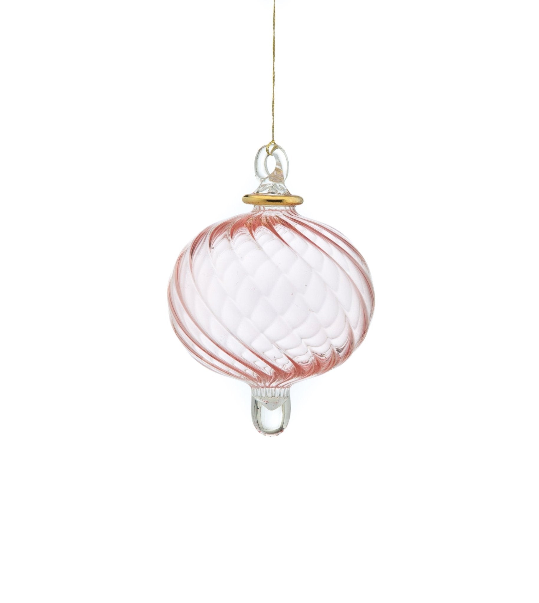 Pink Ribbed Ball Christmas Ornament - Les Trois Pyramides 