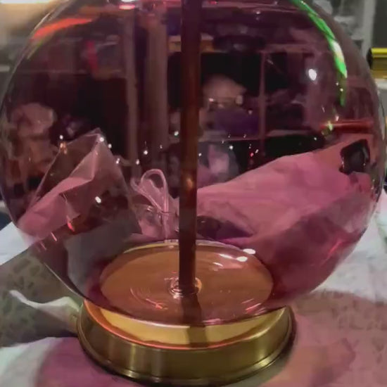 Handmade Plum-Colored Glass Table Lamp with Brass Accents | Les Trois Pyramides