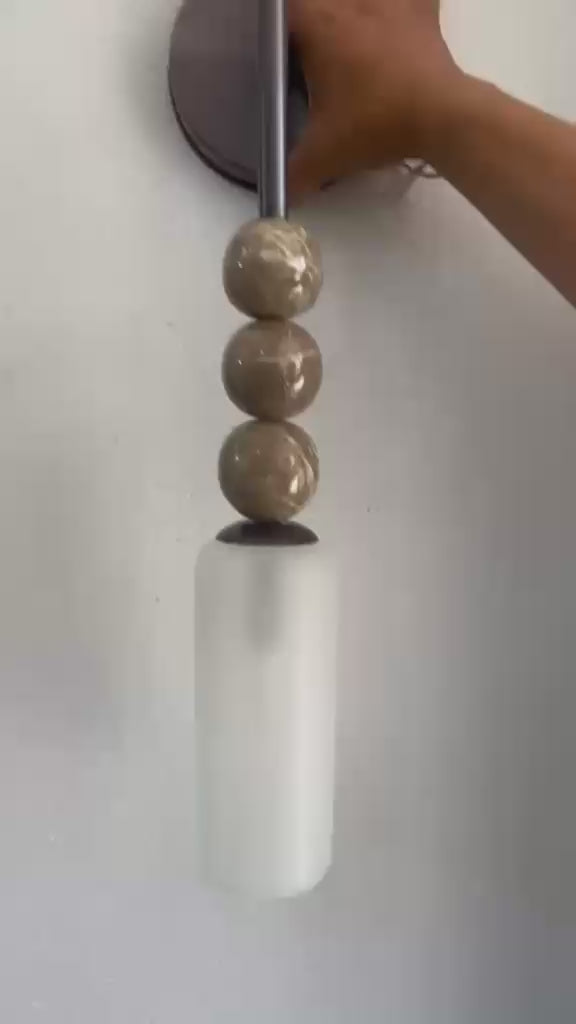Frosted Glass Wall Sconce, Bathroom Vanity Wall Light, Brass Wall Lamp, Modern Bathroom Lighting, Bedside Wall Light Fixture | Les Trois pyramides