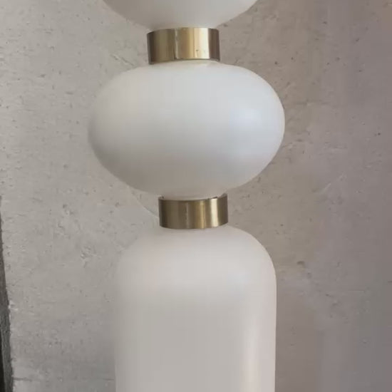 Bathroom Vanity Wall Light, Frosted Glass Wall Sconce, Brass Wall Lamp, Modern Bathroom Lighting, Bedside Wall Light Fixture | Les Trois Pyramides