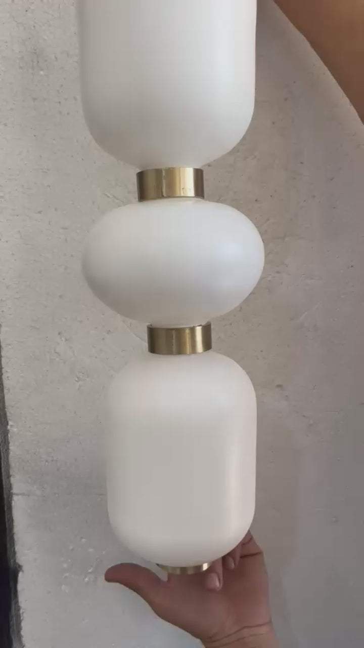 Bathroom Vanity Wall Light, Frosted Glass Wall Sconce, Brass Wall Lamp, Modern Bathroom Lighting, Bedside Wall Light Fixture | Les Trois Pyramides