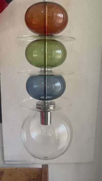 Modern Glass Pendant Light | Hanging Ceiling Lamp for Kitchen Island & Living Room | Designer Glass Light Fixture | Les Trois Pyramides