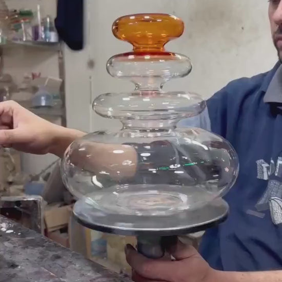 Custom Blown Glass Pendant- Les Trois Pyramides