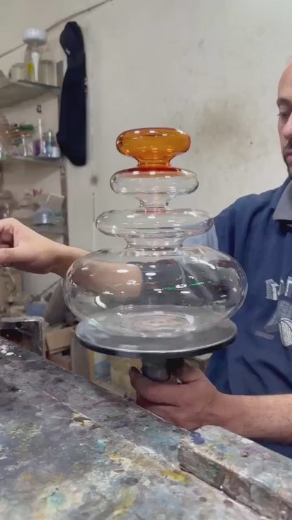 Custom Blown Glass Pendant- Les Trois Pyramides