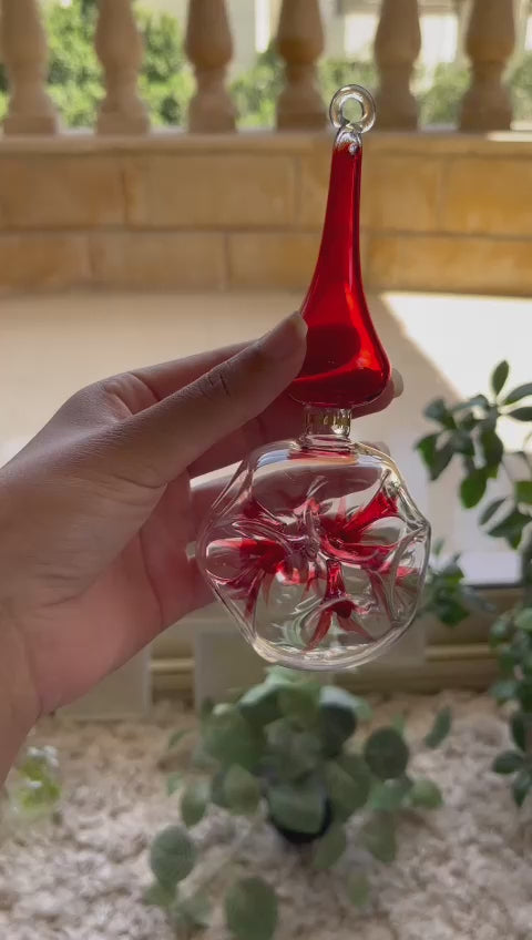 Double Layer Red Hand-Blown Glass Christmas Ornament for Xmas Decorations - Les Trois PyramideDouble Layer Red Hand-Blown Glass Christmas Ornament for Xmas Decorations - Les Trois Pyramides