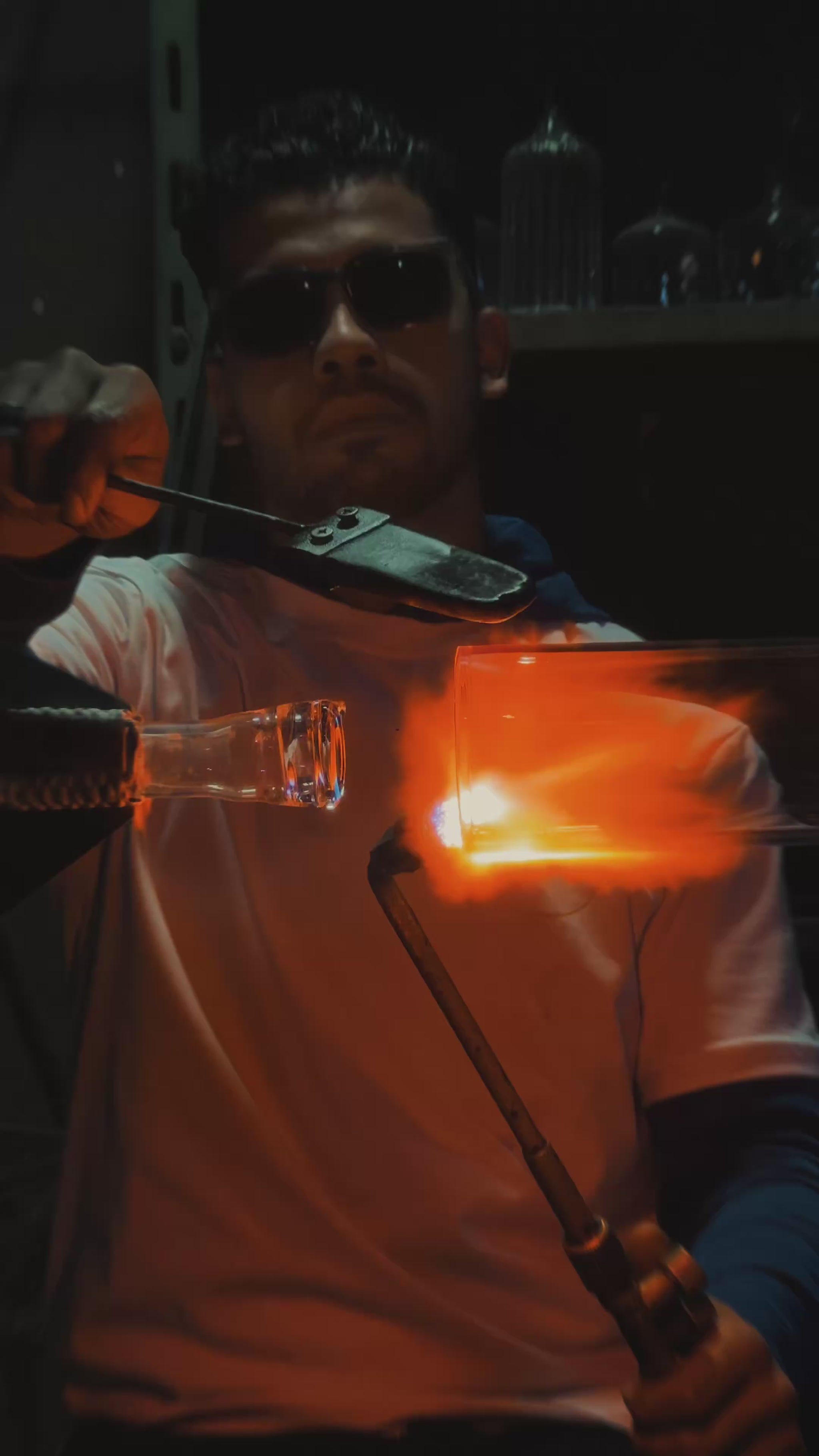 Frosted Blown Glass layers & Natural Onyx  stones wall lamp | Les Trois Pyramides