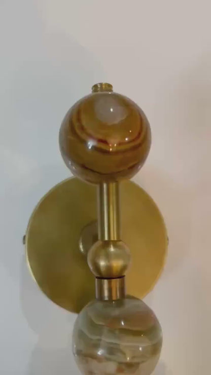 Frosted Blown Glass & Natural onyx stones sconces