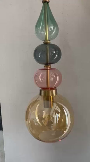 Modern colored Glass Pendant Light | Hanging Ceiling Lamp for Kitchen Island & Living Room | Designer Glass Light | Les Trois Pyramides