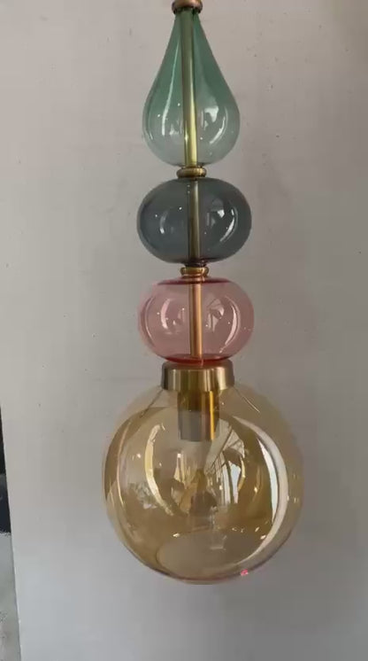 Modern colored Glass Pendant Light | Hanging Ceiling Lamp for Kitchen Island & Living Room | Designer Glass Light | Les Trois Pyramides