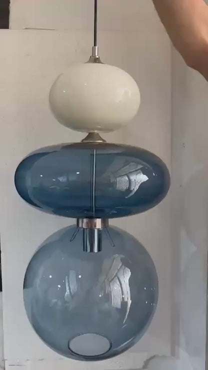 Modern Glass Pendant Light | Hanging Ceiling Lamp for Kitchen Island & Living Room | Designer Glass Light Fixture | Les Trois Pyramides
