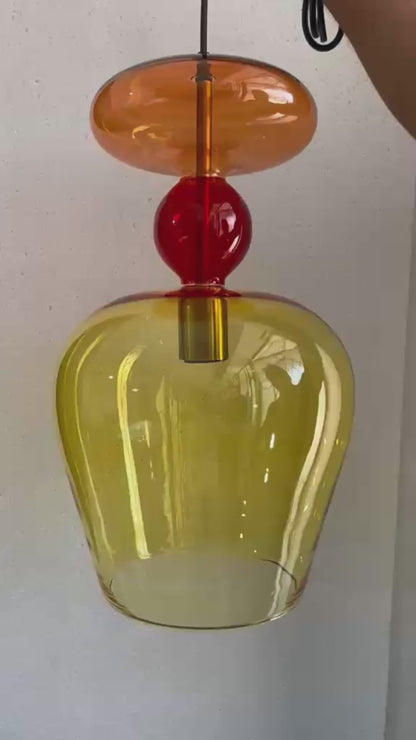 Handblown Glass Pendant Light Set – Custom Hanging Glass Lights for Interior Spaces | Les Trois Pyramides 
