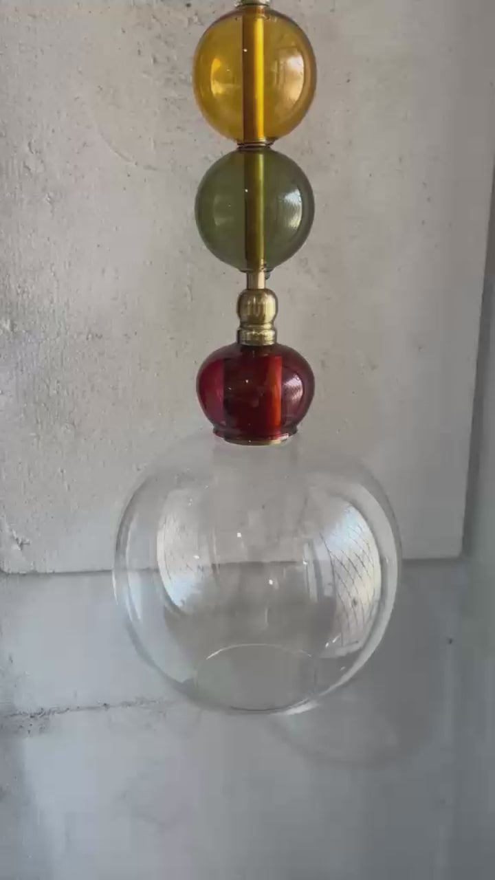 Handcrafted Multicolor Glass Pendant Light with Decorative Globe Design | Les Trois Pyramides.