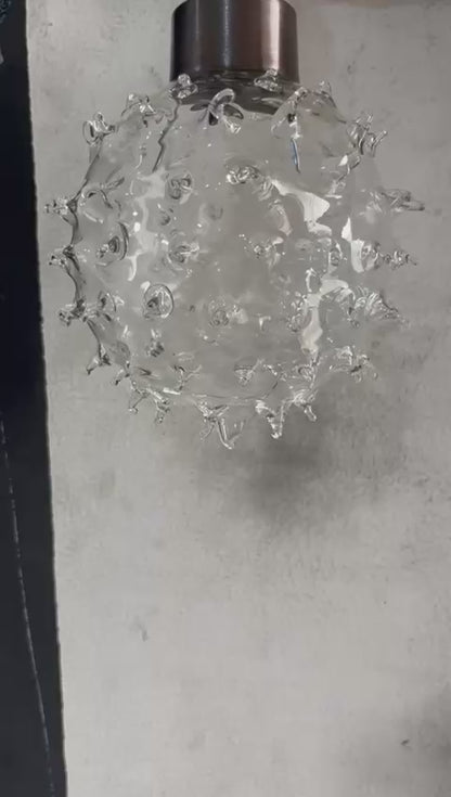 Handcrafted Onyx Stone Wall Sconce with Textured Bubble Glass – Dark Bronze Finish