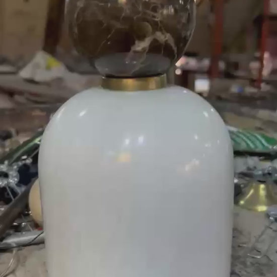 Alabaster & Marble Wall Sconce with Brass – Handmade Stone Wall Light | Les Trois Pyramides