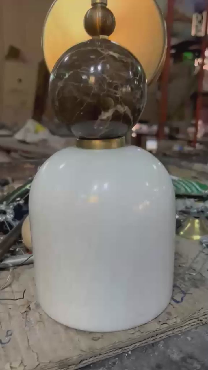 Alabaster & Marble Wall Sconce with Brass – Handmade Stone Wall Light | Les Trois Pyramides
