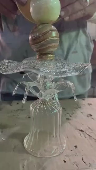 Handmade Onyx & Glass Wall Sconce –  Bell Flower Design | Les Trois Pyramides