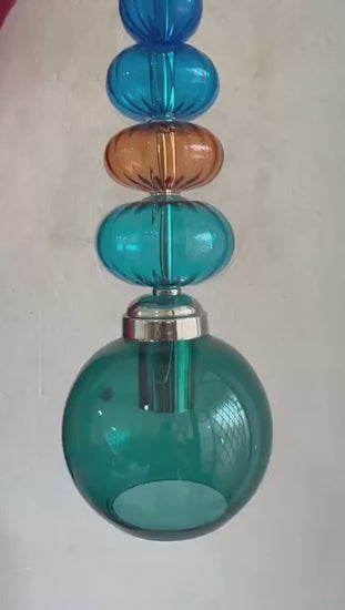 Modern Glass Pendant Light | Hanging Ceiling Lamp for Kitchen Island & Living Room | Designer Glass Light Fixture | Les Trois Pyramides