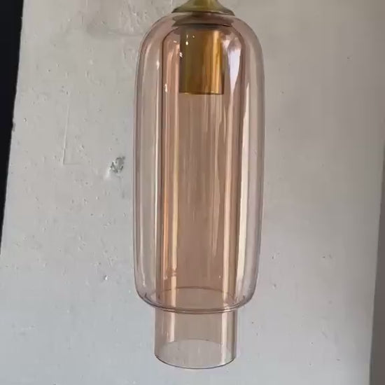 Handmade Glass Pendant Light with Marble & Brass Detail – Minimal Hanging Light | Les Trois Pyramides