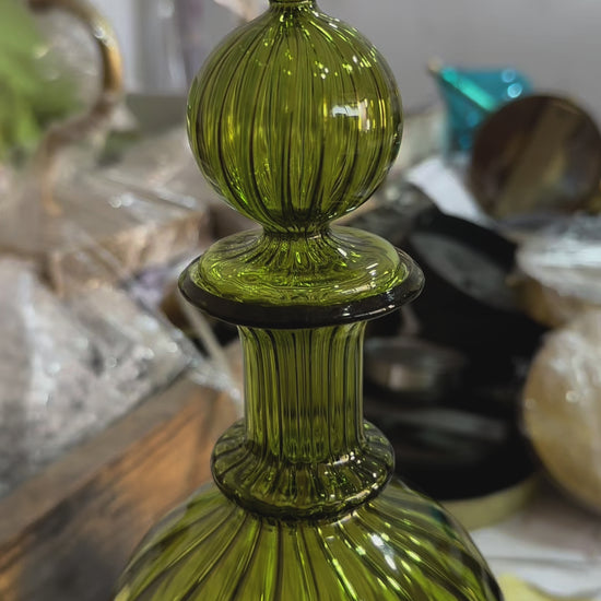 Hand-Blown Green Glass Decanter – A Timeless Accent