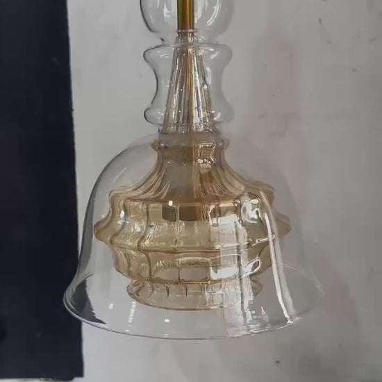 Gold and Crystal Deco Light Fixture - Les Trois Pyramides