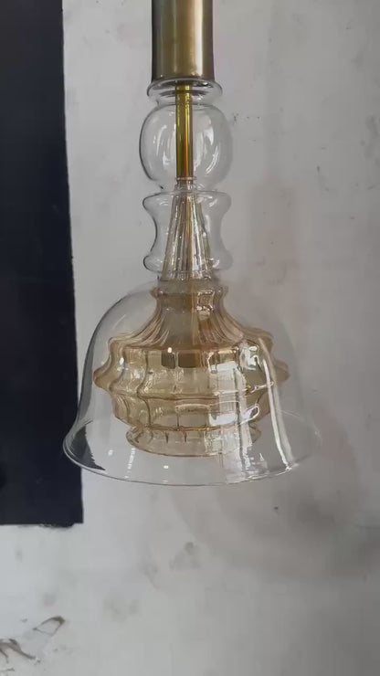 Gold and Crystal Deco Light Fixture - Les Trois Pyramides