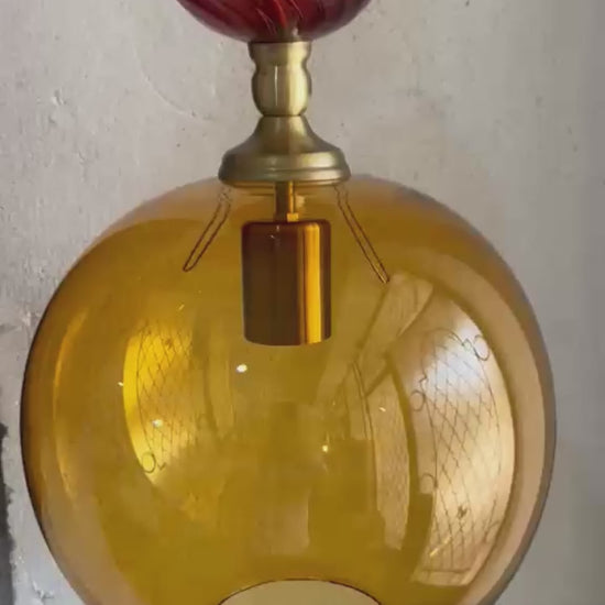 Set of Three Pendant Lights with Copper Separations - Les Trois Pyramides