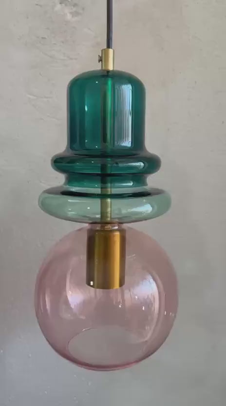 Green Glass Pendant Light – Modern Hanging Lamp for Kitchen Island Lighting, Handmade Glass Ceiling Lamp - restaurant lighting | Les Trois Pyramides