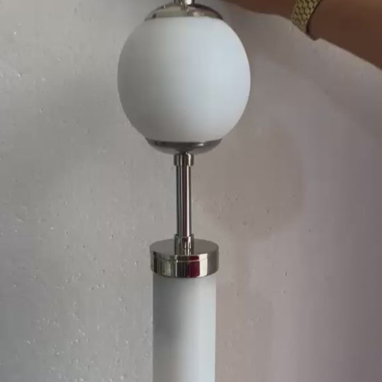 Modern Brass Wall Sconce with Frosted Globe & Tube Glass | Les Trois Pyramides