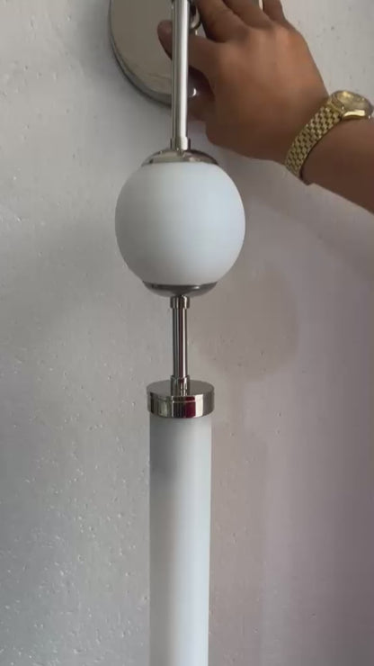 Modern Brass Wall Sconce with Frosted Globe & Tube Glass | Les Trois Pyramides