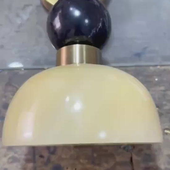 Handmade Solid Marble Wall Sconce – Brass Finish – Unique Art Deco Wall Light | Les Trois Pyramides