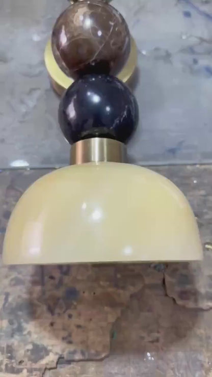Handmade Solid Marble Wall Sconce – Brass Finish – Unique Art Deco Wall Light | Les Trois Pyramides