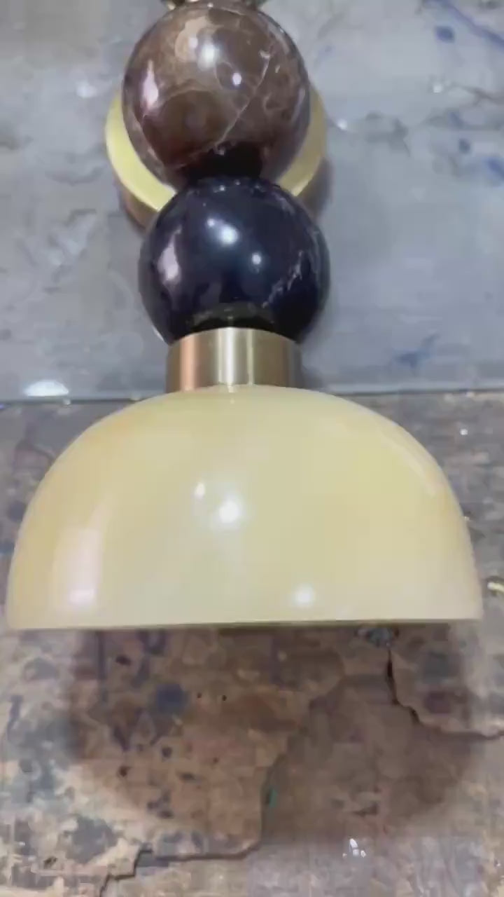 Handmade Solid Marble Wall Sconce – Brass Finish – Unique Art Deco Wall Light | Les Trois Pyramides
