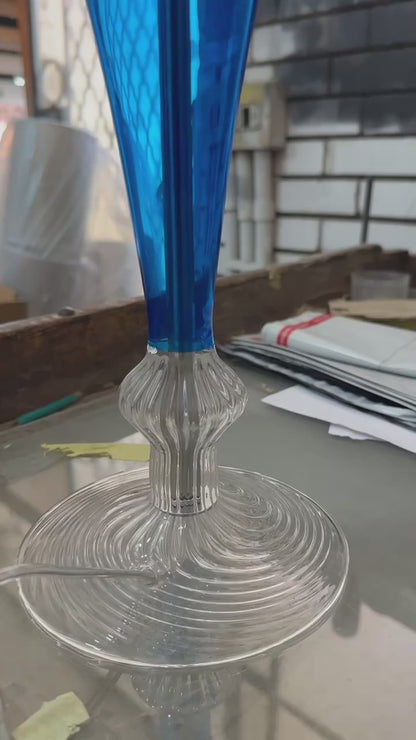 Hand-Blown Blue Glass Table Lamp | Bedside Artisan Glass Lamp