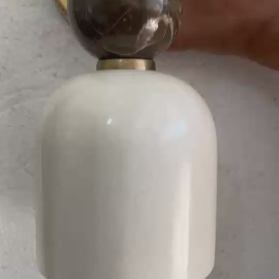 Alabaster & Marble Wall Sconce with Brass – Handmade Stone Wall Light | Les Trois Pyramides