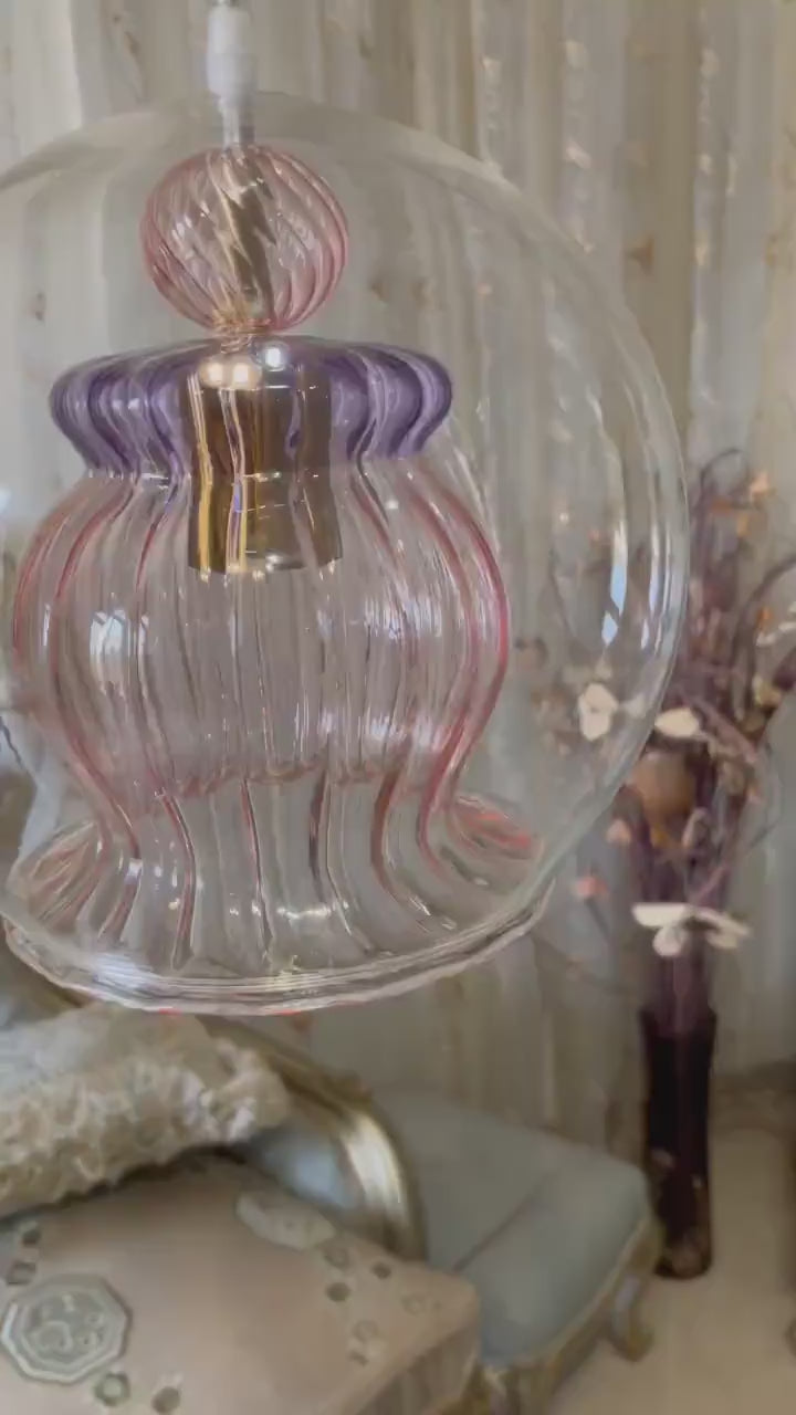 Aurora Glow pendant: Blown glass light pendant for home decor custom colours | Les Trois Pyramides