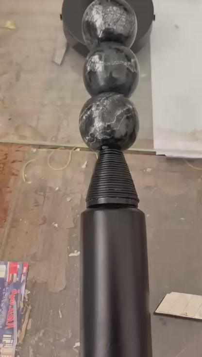 Black Marble Wall Sconce | Handmade Frosted Glass Light Fixture | Modern Bedroom & Hallway Lighting | Les Trois Pyramides