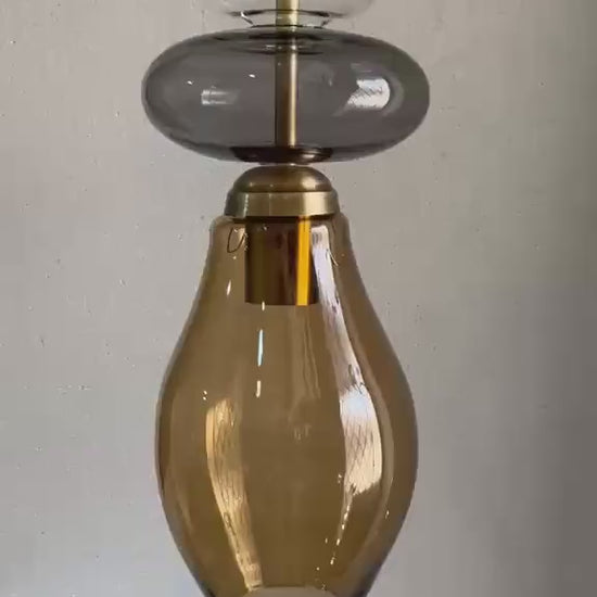 Glass Pendant Light, Modern Hanging Light, Blown Glass Ceiling Lamp, Bedside Pendant, Kitchen Island Lighting | Les Trois Pyramides