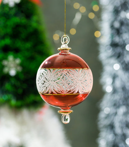 Red Engraved Christmas Ornament - Les Trois Pyramides 