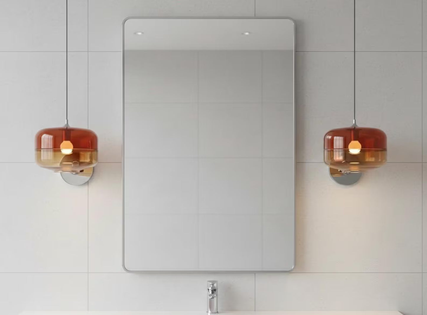 Two-Tone Red & Amber Hand-Blown Glass Pendant Light | Les Trois Pyramides