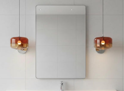 Two-Tone Red & Amber Hand-Blown Glass Pendant Light | Les Trois Pyramides