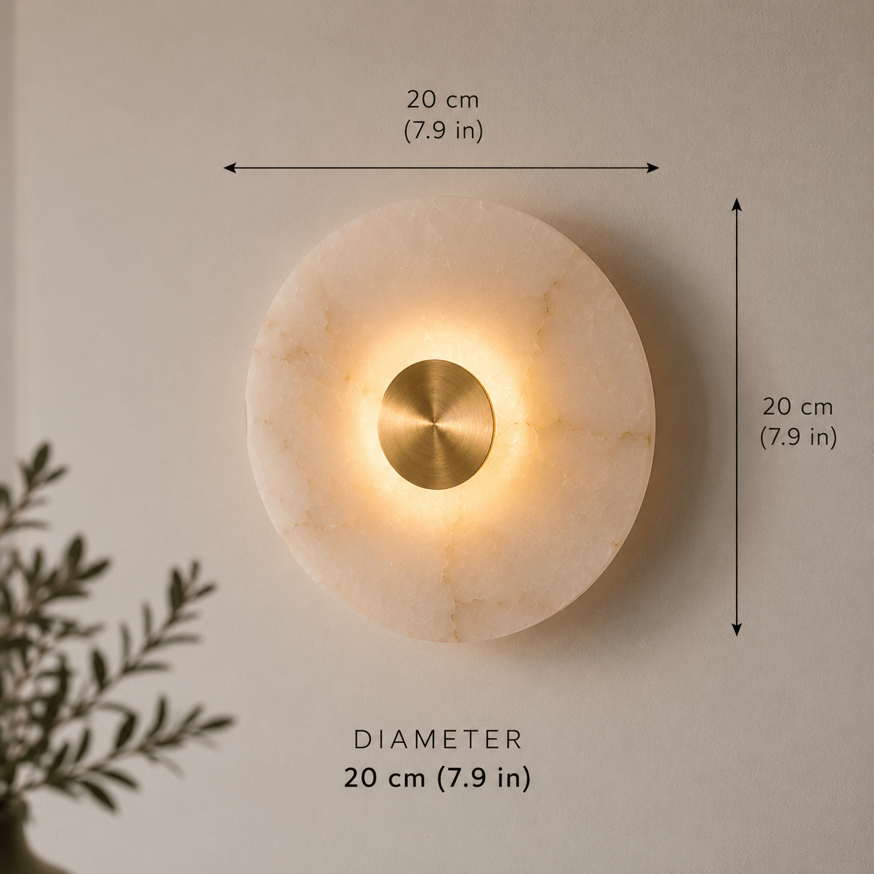Round Alabaster Wall Sconce | Handmade Brass Disc Wall Light | Les Trois Pyramides