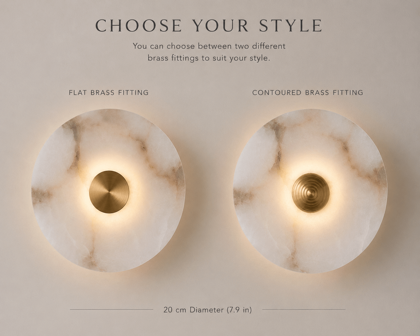 Round Alabaster Wall Sconce | Handmade Brass Disc Wall Light | Les Trois Pyramides