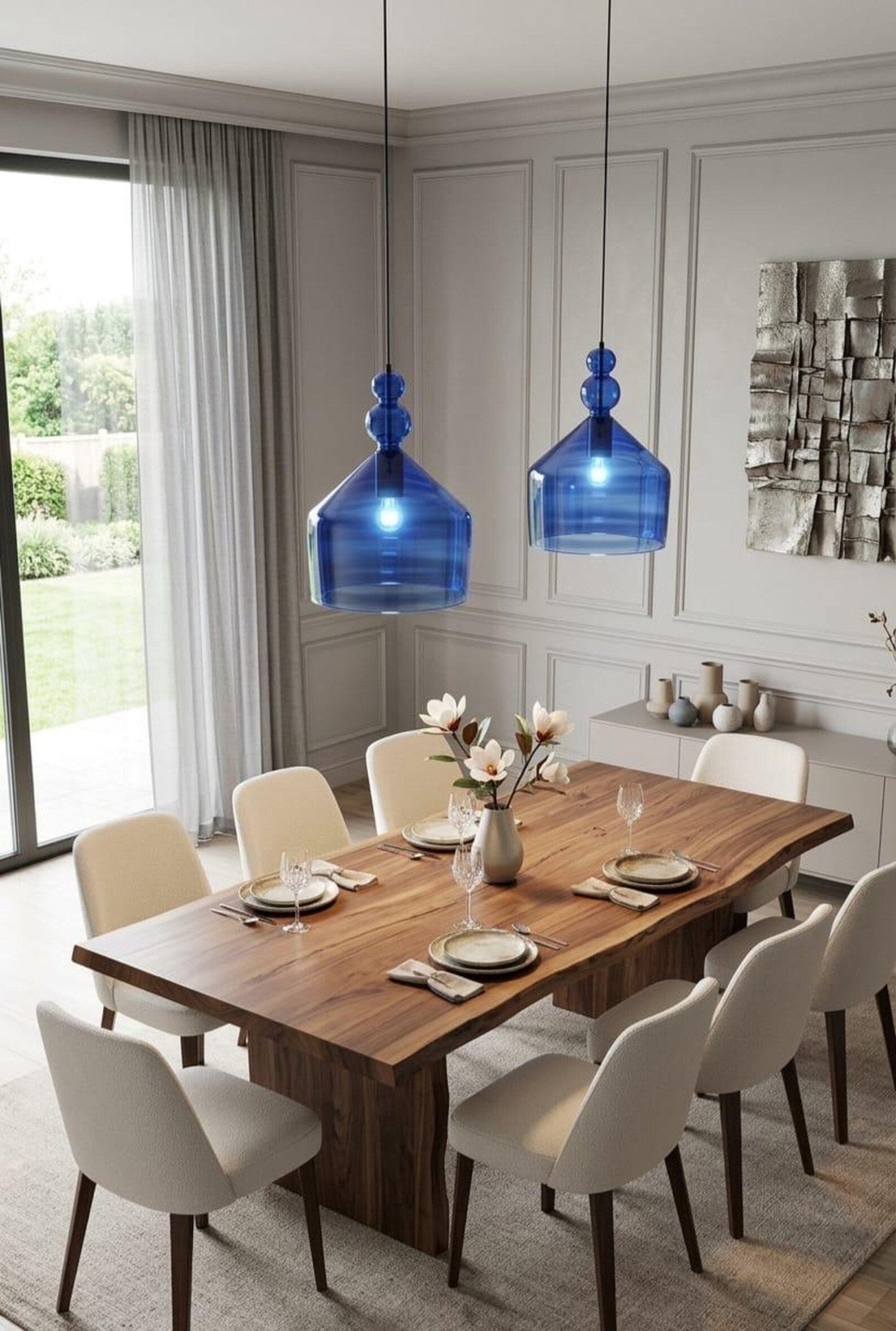 Modern blue Lights for dining table - Les Trois Pyramides 