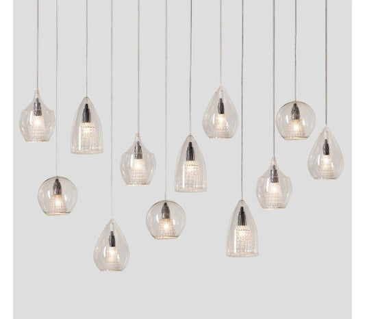 Set of 12 Pendant Light Double Layer Glass - Les Trois Pyramides 