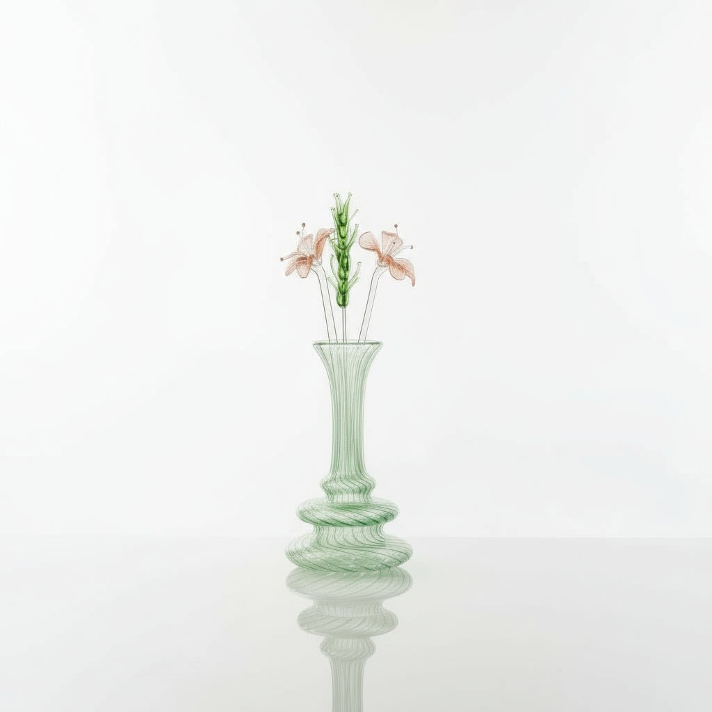 Set of 2 Handmade Blown Glass Vases – Light Green & Turquoise