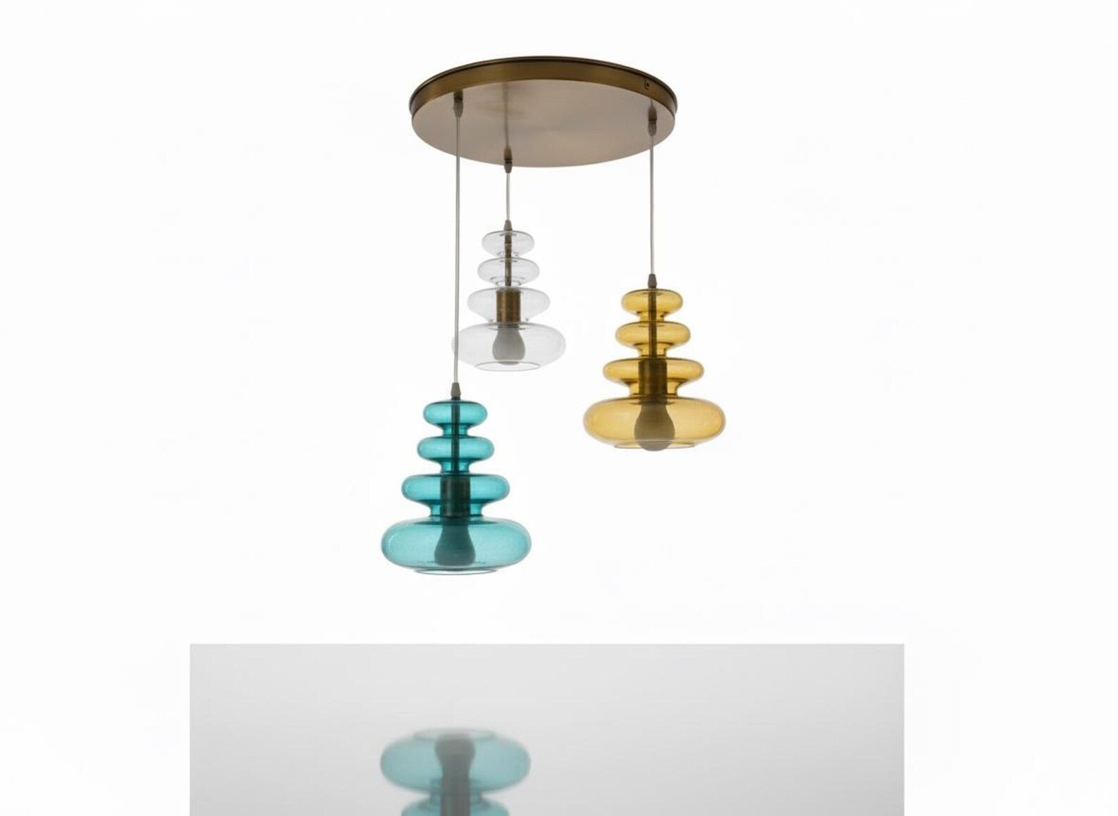 Custom Blown Glass Pendant- Les Trois Pyramides